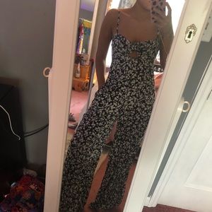 Black floral jumpsuit